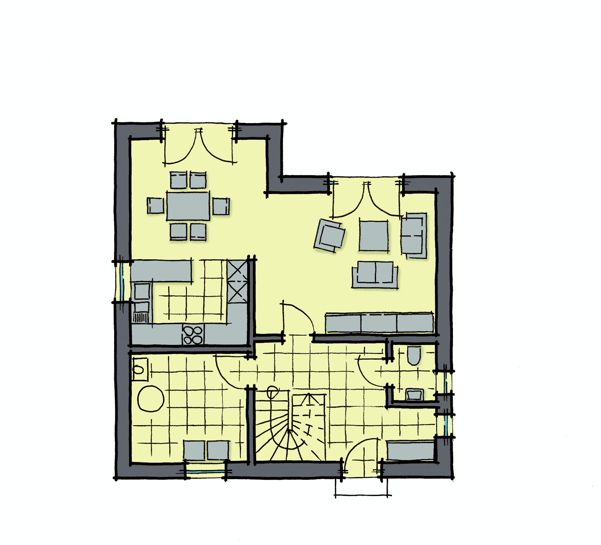 Fertighaus Kastanienallee - Var. 1 von GUSSEK HAUS Schlüsselfertig ab 316200€, Satteldach-Klassiker Grundriss 1