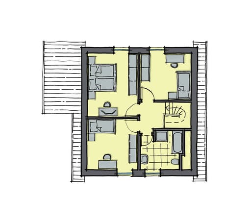 Fertighaus Kastanienallee von GUSSEK HAUS Schlüsselfertig ab 277300€, Satteldach-Klassiker Grundriss 2