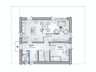 Fertighaus Kastanienweg von Ludwig Andrä Holzbau Schlüsselfertig ab 211506€, Satteldach-Klassiker Grundriss 1