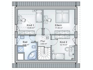Fertighaus Kastanienweg von Ludwig Andrä Holzbau Schlüsselfertig ab 211506€, Satteldach-Klassiker Grundriss 2