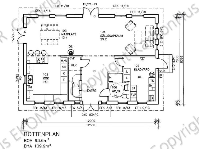 Fertighaus Katrine (inacitve) von Generalbau GS Schwedenhaus Schlüsselfertig ab 273661€, Satteldach-Klassiker Grundriss 1