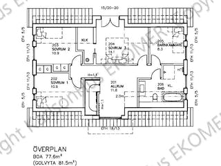 Fertighaus Katrine (inacitve) von Generalbau GS Schwedenhaus Schlüsselfertig ab 273661€, Satteldach-Klassiker Grundriss 2