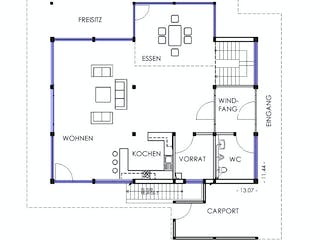 Fertighaus KD-Haus 196 (inacitve) von KD-Haus Schlüsselfertig ab 398420€, Fachwerk Grundriss 1