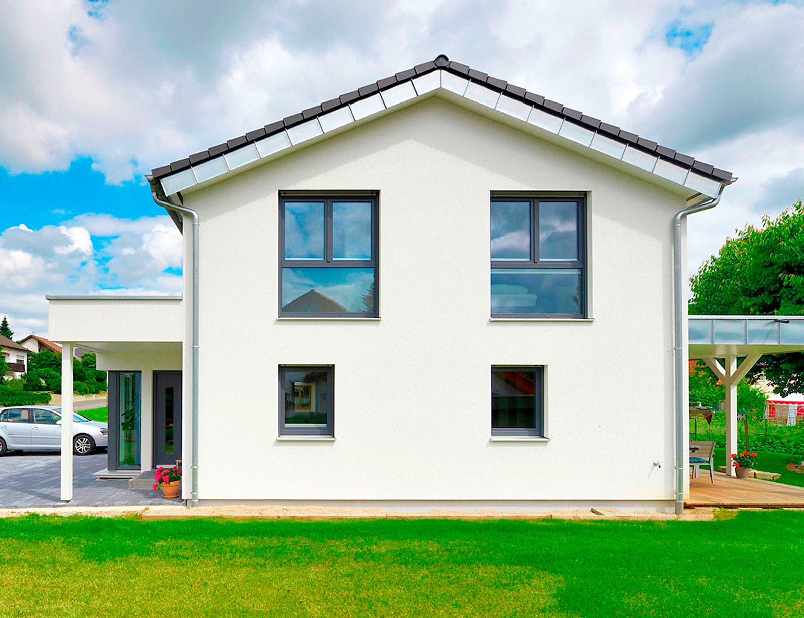 Fertighaus Haus Schäffner von Fertighaus WEISS Schlüsselfertig ab 424000€, Satteldach-Klassiker Außenansicht 3
