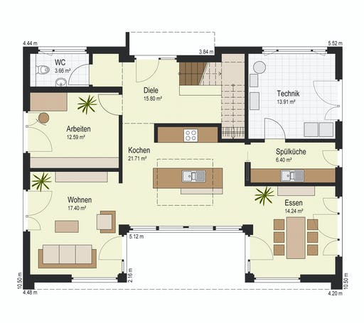 Fertighaus Haus Bad Vilbel von Keitel-Haus Schlüsselfertig ab 434700€, Satteldach-Klassiker Grundriss 1