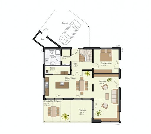 Fertighaus Haus Brettheim von Keitel-Haus Schlüsselfertig ab 397400€, Satteldach-Klassiker Grundriss 1