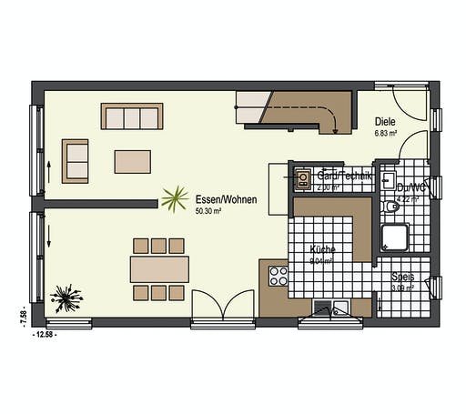 Fertighaus Haus Kofelblick von Keitel-Haus Schlüsselfertig ab 314850€, Satteldach-Klassiker Grundriss 1
