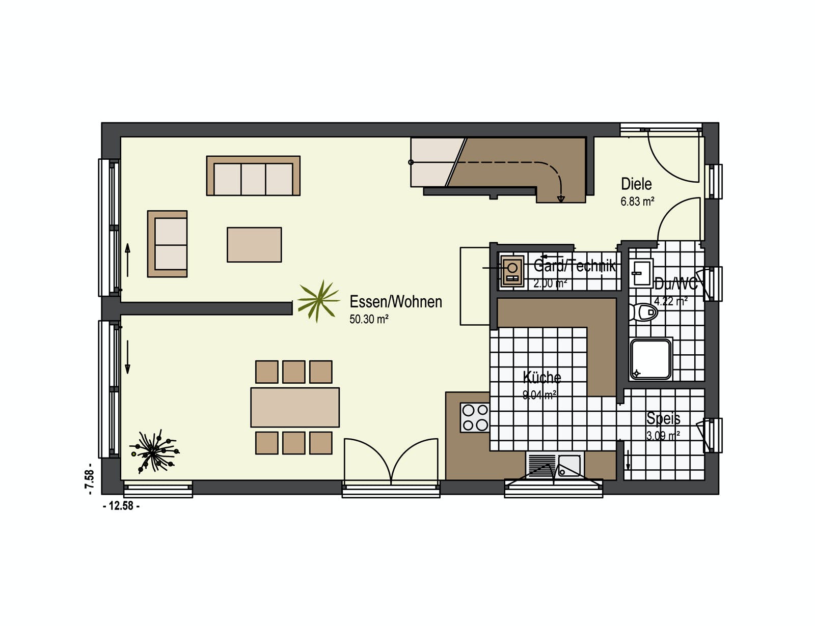 Fertighaus Haus Kofelblick von Keitel-Haus Schlüsselfertig ab 314850€, Satteldach-Klassiker Grundriss 1