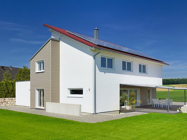 Fertighaus Haus Sonnenfeld von Keitel-Haus Schlüsselfertig ab 460364€, Pultdachhaus Außenansicht 4