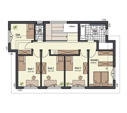 Fertighaus Haus Sonnenfeld von Keitel-Haus Schlüsselfertig ab 367400€, Pultdachhaus Grundriss 2