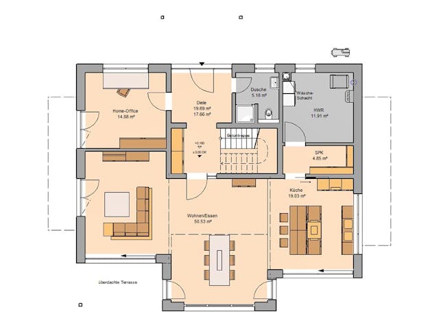 Massivhaus Familienhaus Maxime von Kern-Haus Schlüsselfertig ab 699900€, Satteldach-Klassiker Grundriss 1 Massivhaus Familienhaus Maxime von Kern-Haus Schlüsselfertig ab 699900€, Satteldach-Klassiker Grundriss 1