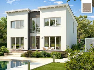 Massivhaus Familienhaus Vio von Kern-Haus Schlüsselfertig ab 374900€, Pultdachhaus Außenansicht 1