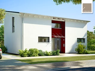 Massivhaus Familienhaus Vio Plus von Kern-Haus Schlüsselfertig ab 386900€, Pultdachhaus Außenansicht 2