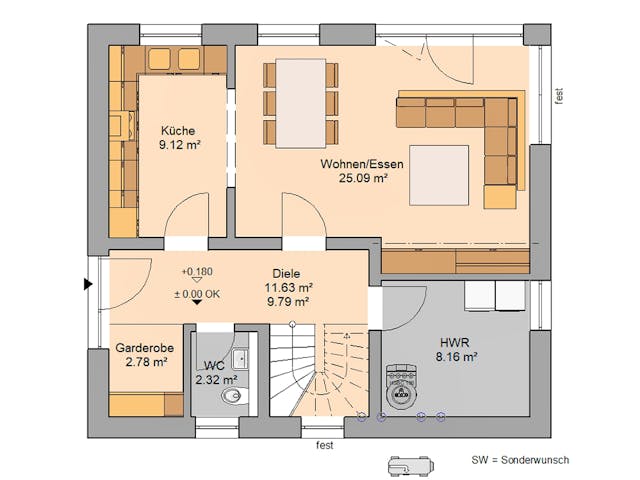 Massivhaus Familienhaus Loop Classic von Kern-Haus Schlüsselfertig ab 285900€, Satteldach-Klassiker Grundriss 1 Massivhaus Familienhaus Loop Classic von Kern-Haus Schlüsselfertig ab 285900€, Satteldach-Klassiker Grundriss 1