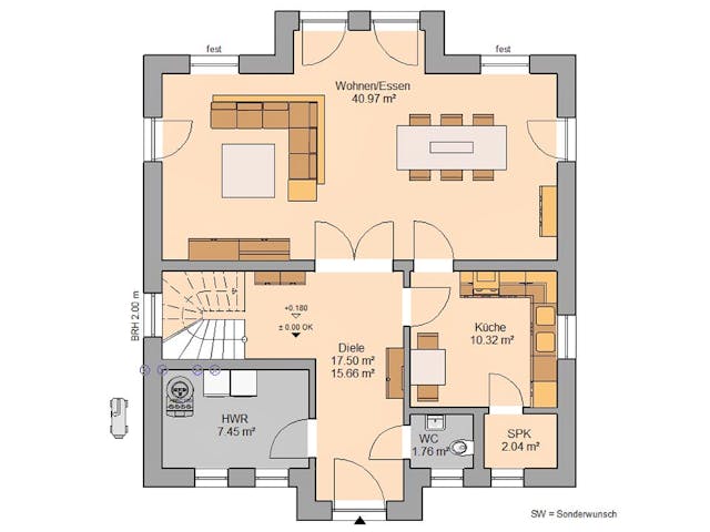 Massivhaus Stadtvilla Saphir von Kern-Haus Schlüsselfertig ab 425900€, Stadtvilla Grundriss 1