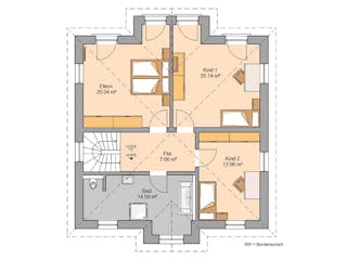 Massivhaus Stadtvilla Saphir von Kern-Haus Schlüsselfertig ab 425900€, Stadtvilla Grundriss 2