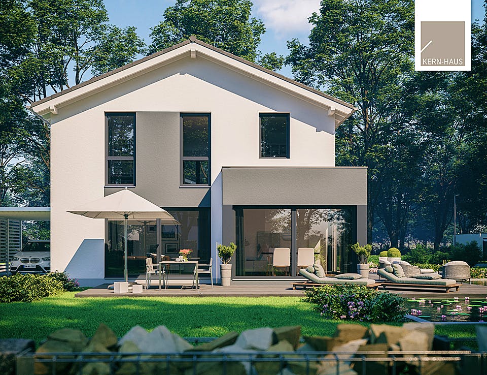Massivhaus Familienhaus Allea von Kern-Haus Schlüsselfertig ab 458900€, Satteldach-Klassiker Außenansicht 2