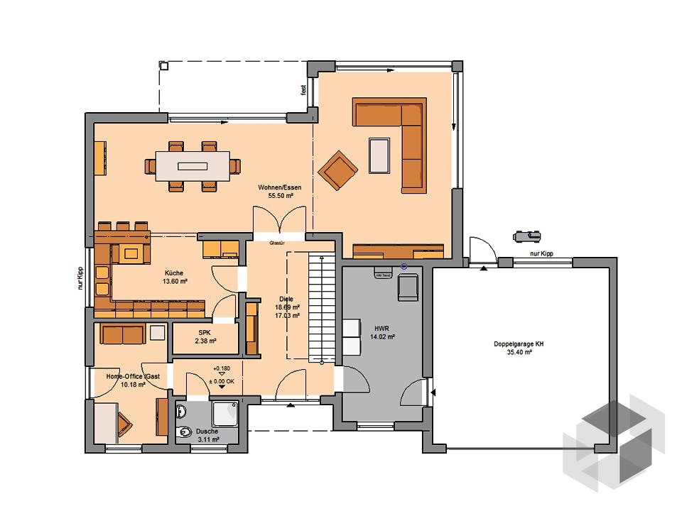 Bauhaus Anteo von Kern-Haus Grundriss