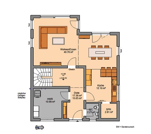 Massivhaus Stadtvilla Certo von Kern-Haus Schlüsselfertig ab 409900€, Stadtvilla Grundriss 1