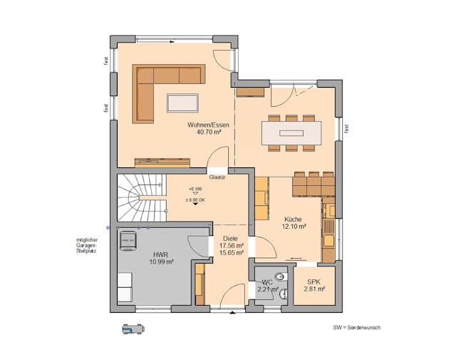 Massivhaus Stadtvilla Certo von Kern-Haus Schlüsselfertig ab 429900€, Stadtvilla Grundriss 1