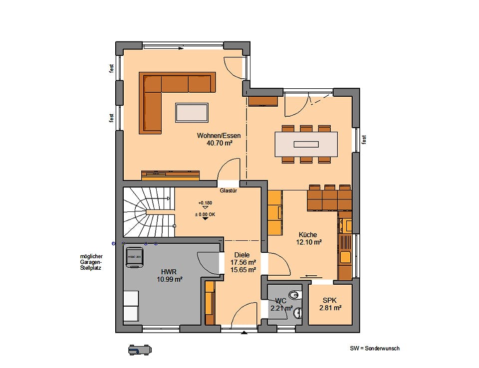 Massivhaus Stadtvilla Certo von Kern-Haus Schlüsselfertig ab 483900€, Stadtvilla Grundriss 1