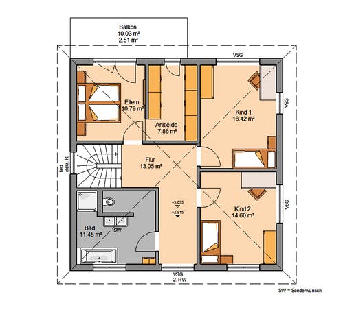 Massivhaus Stadtvilla Certo von Kern-Haus Schlüsselfertig ab 409900€, Stadtvilla Grundriss 2
