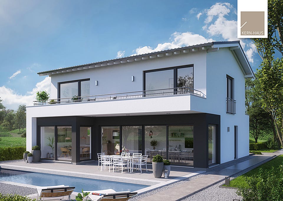 Massivhaus Familienhaus Elea von Kern-Haus Schlüsselfertig ab 627900€, Satteldach-Klassiker Außenansicht 1
