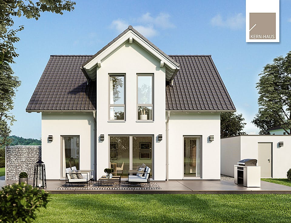 Massivhaus Familienhaus Esprit von Kern-Haus Schlüsselfertig ab 396900€, Satteldach-Klassiker Außenansicht 1