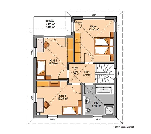 Massivhaus Stadtvilla Fino von Kern-Haus Schlüsselfertig ab 366900€, Stadtvilla Grundriss 2