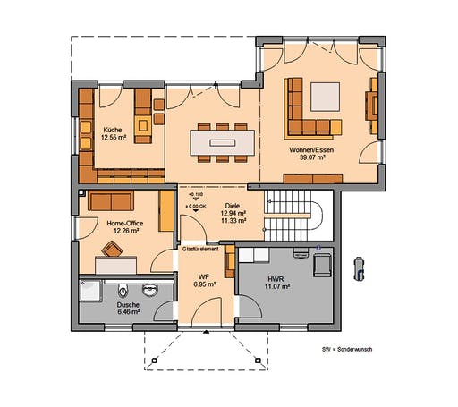 Massivhaus Stadtvilla Gredo von Kern-Haus Schlüsselfertig ab 511900€, Stadtvilla Grundriss 1