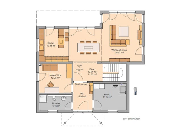 Massivhaus Stadtvilla Gredo von Kern-Haus Schlüsselfertig ab 529900€, Stadtvilla Grundriss 1