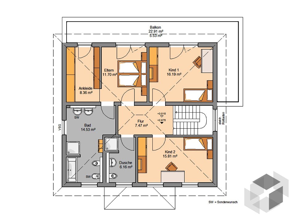 Stadtvilla Gredo von Kern-Haus Grundriss