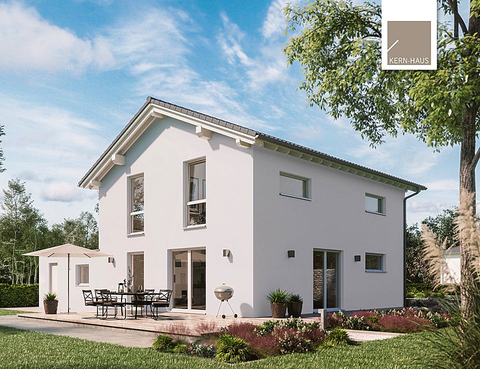 Massivhaus Familienhaus Jara von Kern-Haus Schlüsselfertig ab 407900€, Satteldach-Klassiker Außenansicht 1