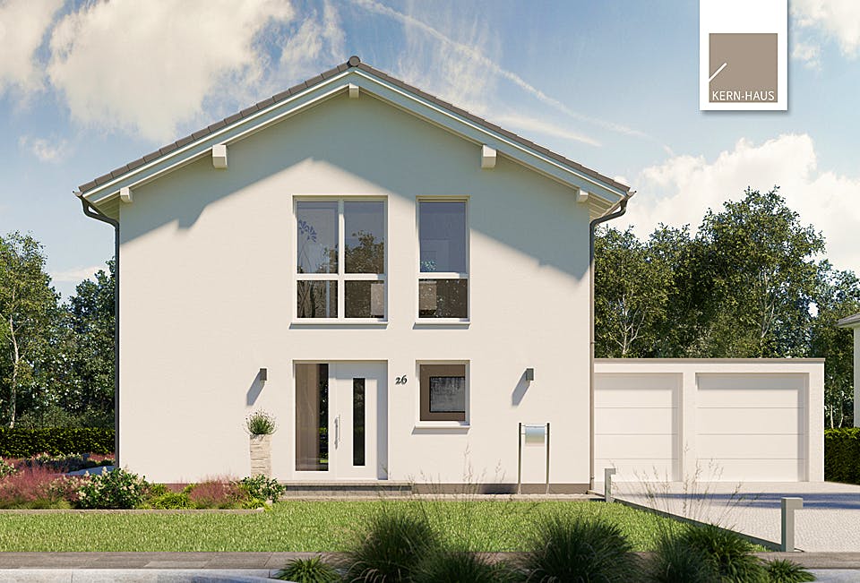 Massivhaus Familienhaus Jara von Kern-Haus Schlüsselfertig ab 407900€, Satteldach-Klassiker Außenansicht 2