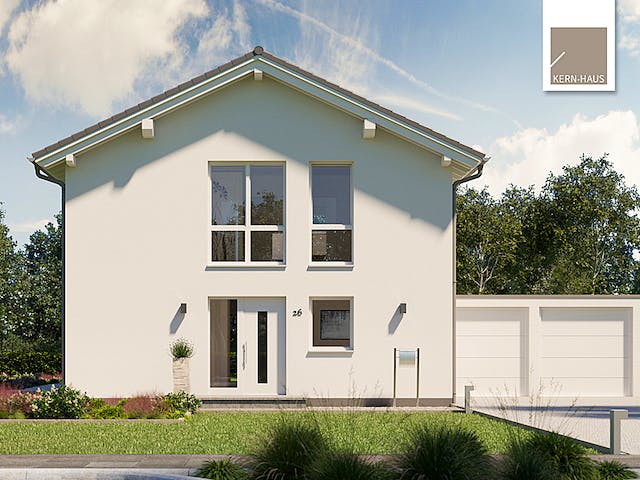 Massivhaus Familienhaus Jara von Kern-Haus Schlüsselfertig ab 379900€, Satteldach-Klassiker Außenansicht 2