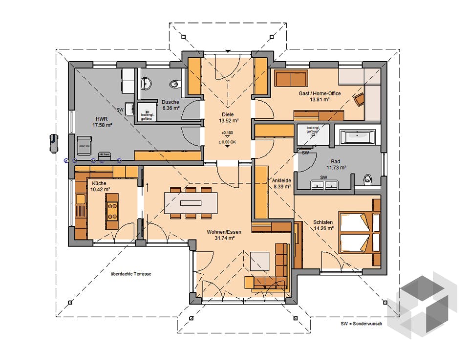 Bungalow Kalea von Kern-Haus Grundriss