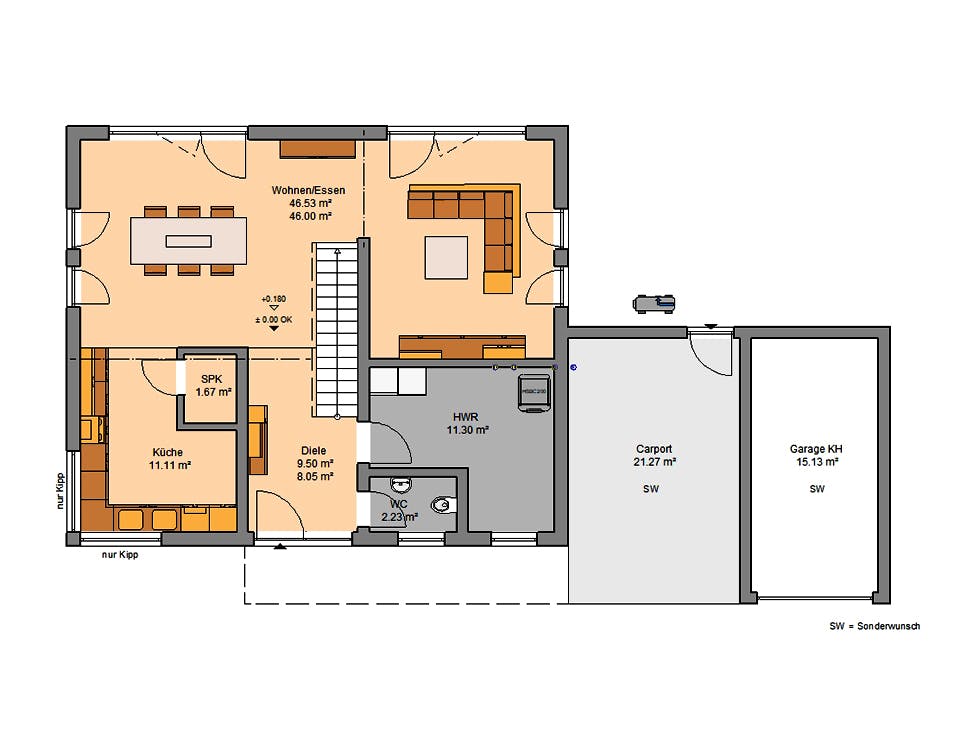 Fertighaus Familienhaus Melia von Kern-Haus Schlüsselfertig ab 449900€, Satteldach-Klassiker Grundriss 1