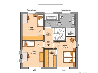 Massivhaus Bauhaus Puro von Kern-Haus Schlüsselfertig ab 359900€, Cubushaus Grundriss 2