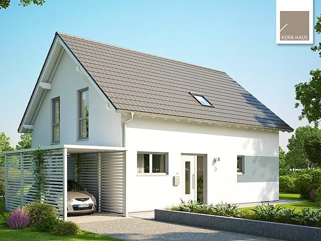 Fertighaus Familienhaus Signum von Kern-Haus Schlüsselfertig ab 343900€, Satteldach-Klassiker Außenansicht 1