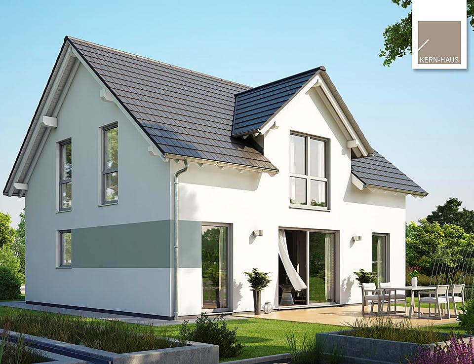 Fertighaus Familienhaus Signum von Kern-Haus Schlüsselfertig ab 416900€, Satteldach-Klassiker Außenansicht 2