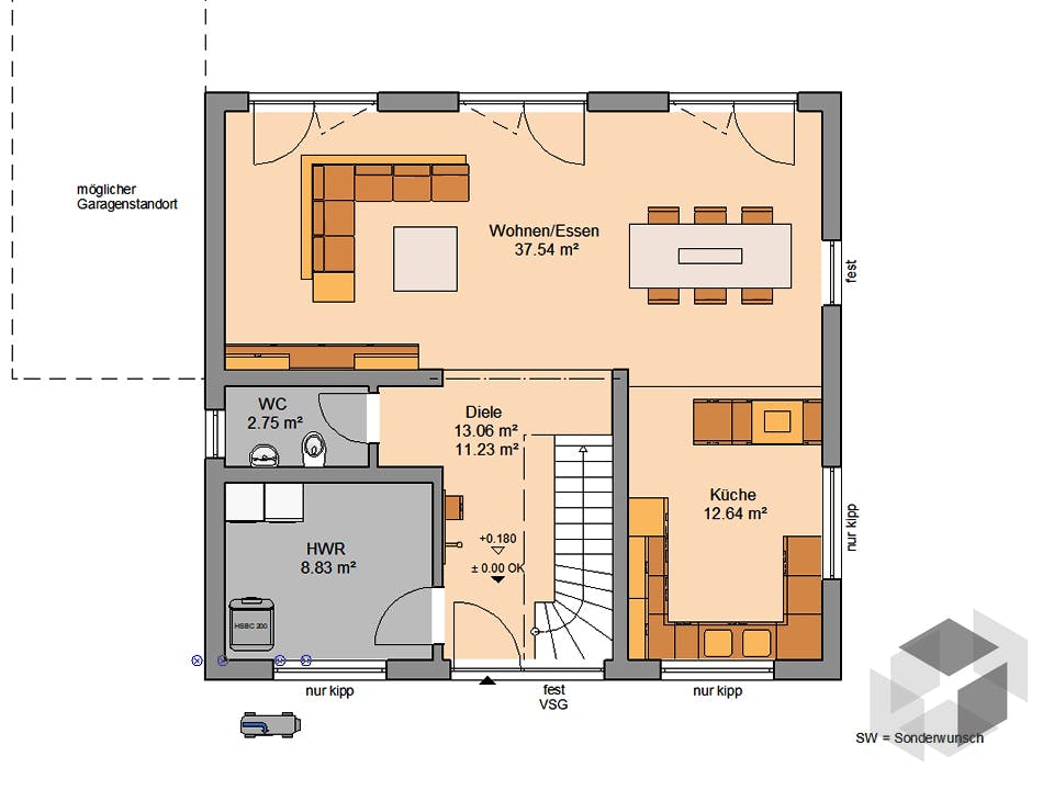 Architektenhaus Trend von Kern-Haus Grundriss