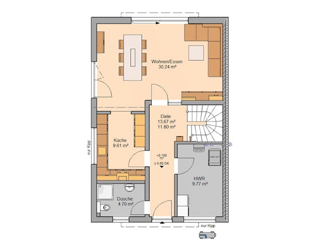 Fertighaus Doppelhaus Viseo von Kern-Haus Schlüsselfertig ab 388900€, Satteldach-Klassiker Grundriss 1
