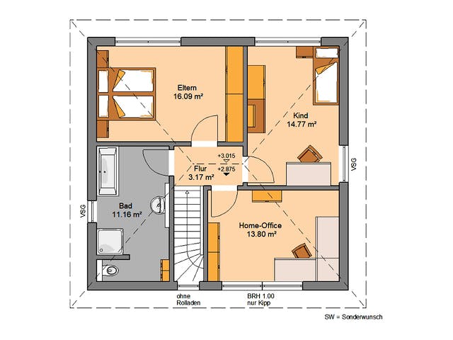 Massivhaus ARCHITEKTENHAUS NOVO von Kern-Haus Chemnitz Schlüsselfertig ab 313900€, Stadtvilla Grundriss 2