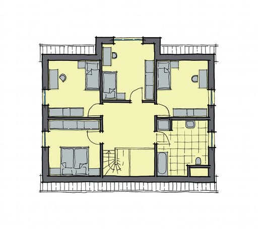 Fertighaus Kiefernallee - Var. 1 von GUSSEK HAUS Schlüsselfertig ab 348000€, Satteldach-Klassiker Grundriss 2