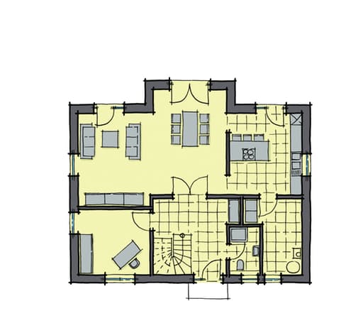 Fertighaus Kiefernallee - Var. 1 von GUSSEK HAUS Schlüsselfertig ab 348000€, Satteldach-Klassiker Grundriss 1