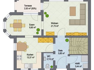 Massivhaus Kiefernweg 118 von ARGISOL-Bausysteme Bausatzhaus ab 40000€, Satteldach-Klassiker Grundriss 2