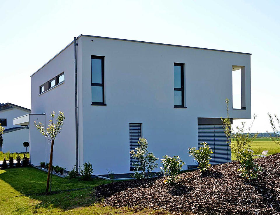 Fertighaus Musterhaus Holzbau von Kielwein Holzbau Schlüsselfertig ab 400000€, Cubushaus Außenansicht 1