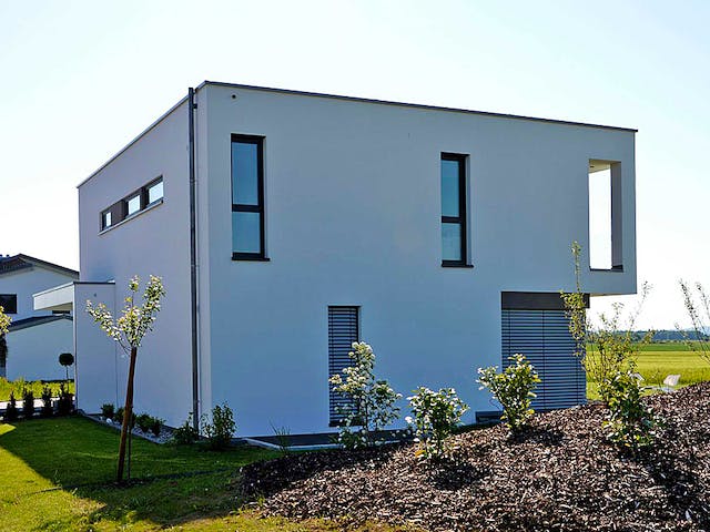 Fertighaus Musterhaus Holzbau von Kielwein Holzbau Schlüsselfertig ab 400000€, Cubushaus Außenansicht 1