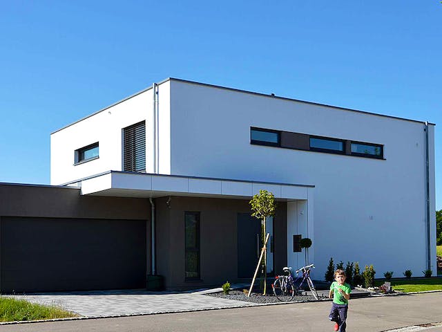 Fertighaus Musterhaus Holzbau von Kielwein Holzbau Schlüsselfertig ab 400000€, Cubushaus Außenansicht 2