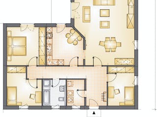 Massivhaus Klassik 125 von F.C. Nüdling Fertigteiltechnik Schlüsselfertig ab 250050€, Bungalow Grundriss 1